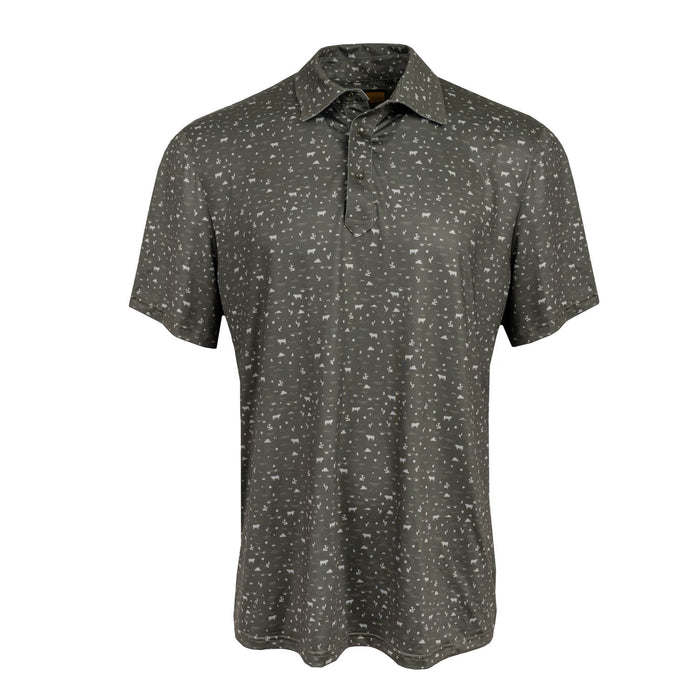STS Ranchwear Mens Fairway Forest Green/Tan Poly/Spandex S/S Polo Shirt