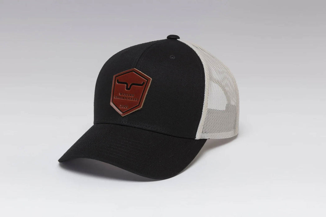 Kimes Ranch Unisex Shielded Black Cotton Twill Trucker Cap