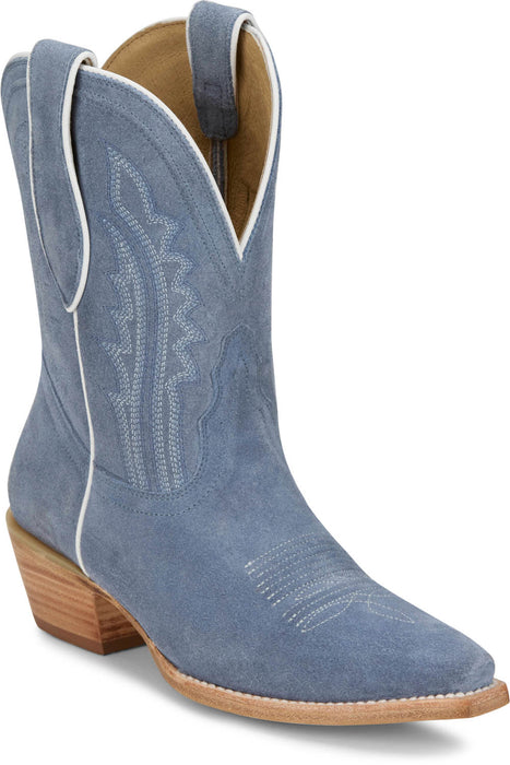Tony Lama Womens Lea 9in Cornflower Suede Cowboy Boots