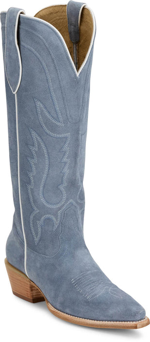 Tony Lama Womens Liz 15in Western Cornflower Suede Cowboy Boots