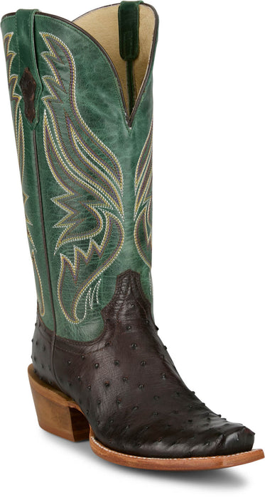 Tony Lama Womens Zaire Chocolate Full Quill Ostrich Cowboy Boots
