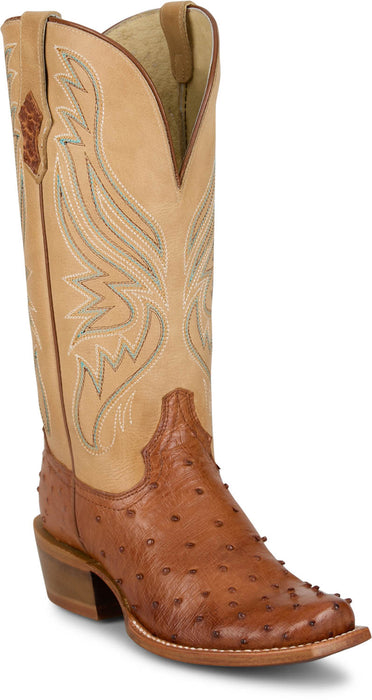 Tony Lama Womens Zaire Cognac Full Quill Ostrich Cowboy Boots