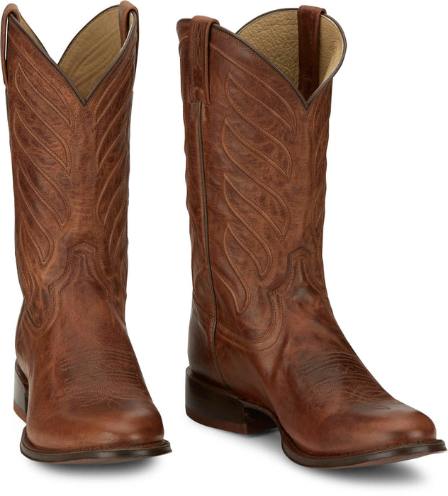 Tony Lama Mens Lenado 12in Western Walnut Leather Cowboy Boots