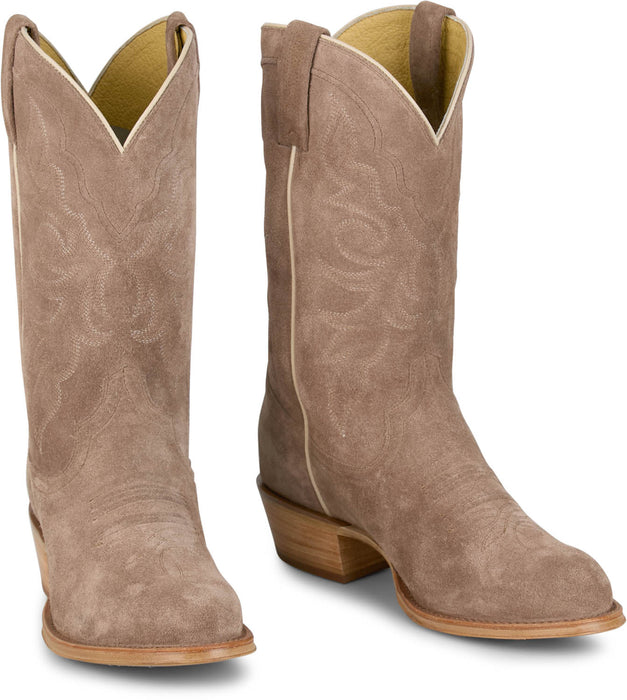 Tony Lama Mens Plano 12in Western Taupe Suede Cowboy Boots