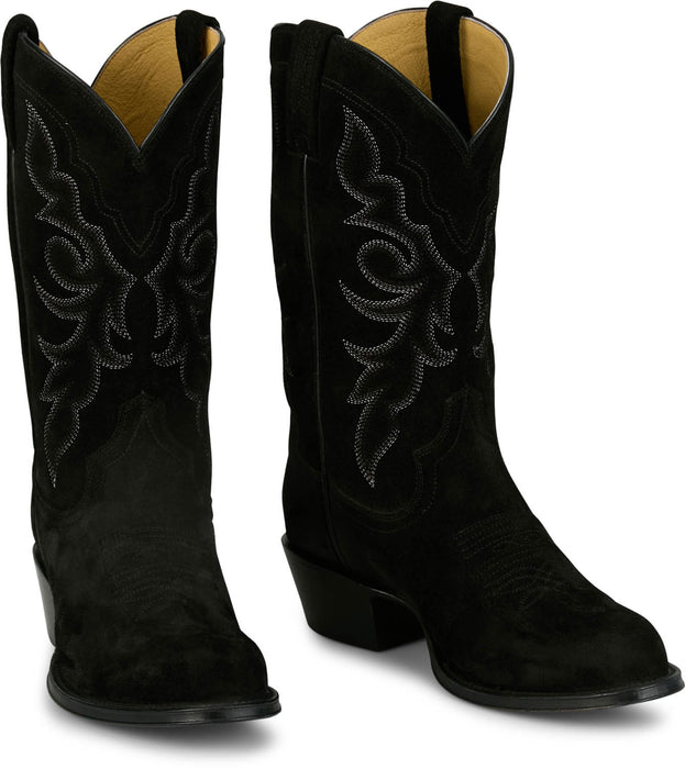 Tony Lama Mens Plano 12in Western Black Suede Cowboy Boots