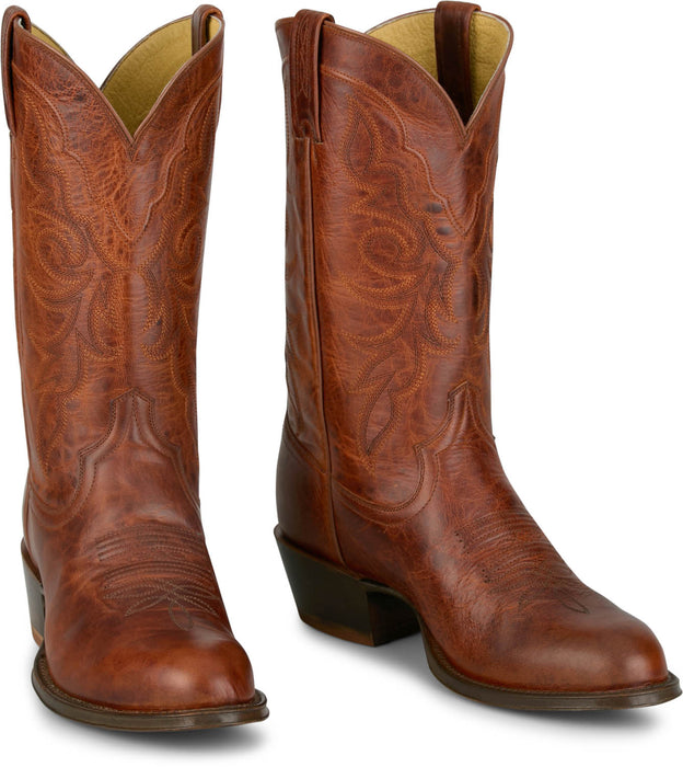 Tony Lama Mens Marco 12in Western Cognac Goat Leather Cowboy Boots