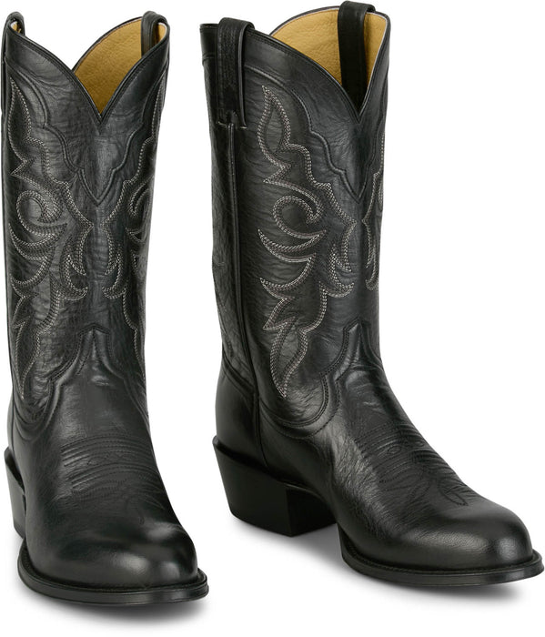 Tony Lama Mens Marco 12in Western Black Goat Leather Cowboy Boots