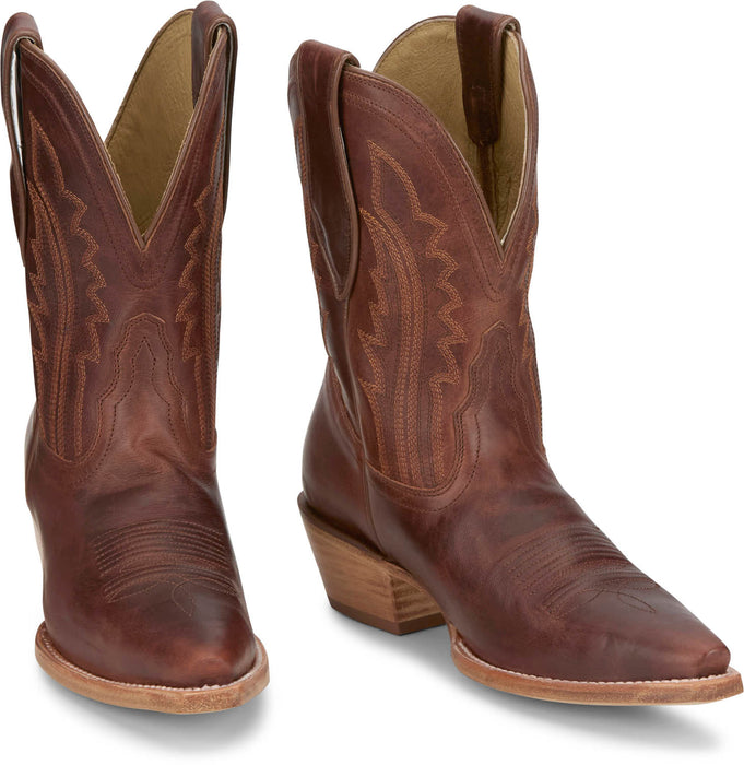Tony Lama Womens Areli 9in Bootie Cognac Leather Cowboy Boots