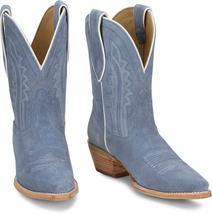 Tony Lama Womens Lea 9in Cornflower Suede Cowboy Boots
