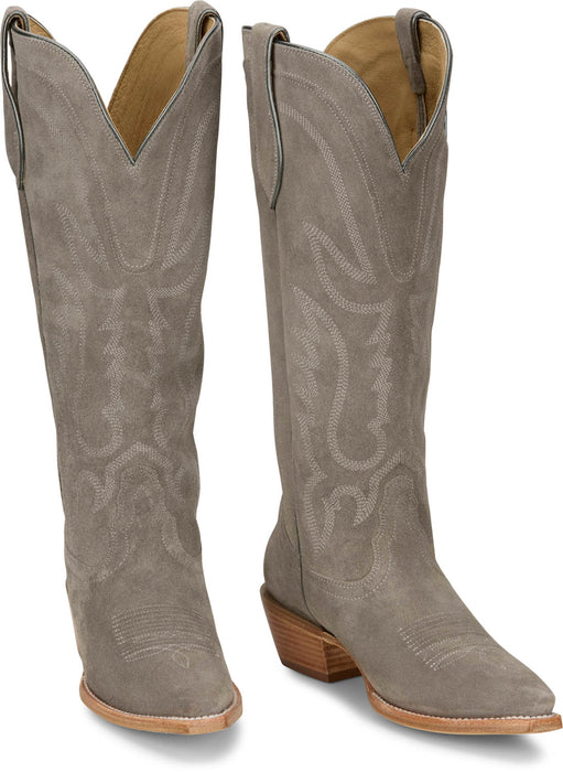 Tony Lama Womens Liz 15in Western Ash Suede Cowboy Boots