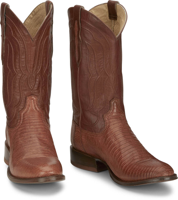 Tony Lama Mens Kirtland 12in Western Cognac Lizard Cowboy Boots
