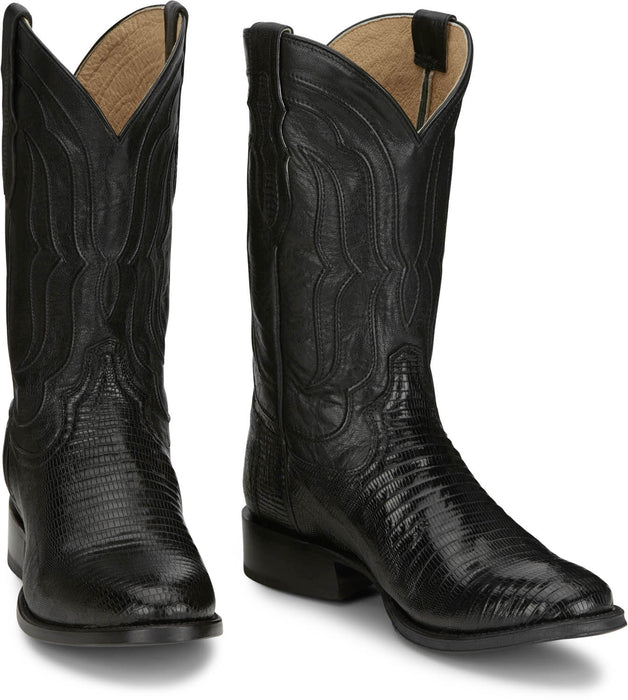 Tony Lama Mens Kirtland 12in Western Black Lizard Cowboy Boots