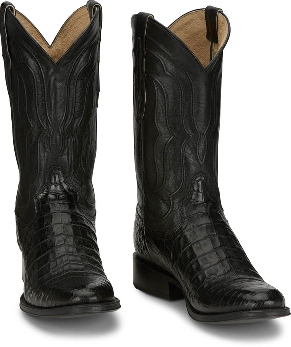 Tony Lama Mens Tremaine 12in Western Ebony Caiman Cowboy Boots