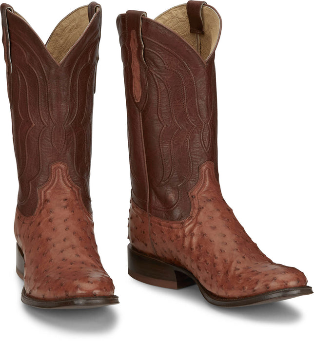 Tony Lama Mens Canonero 12in Western Cognac Full Quill Ostrich Cowboy Boots