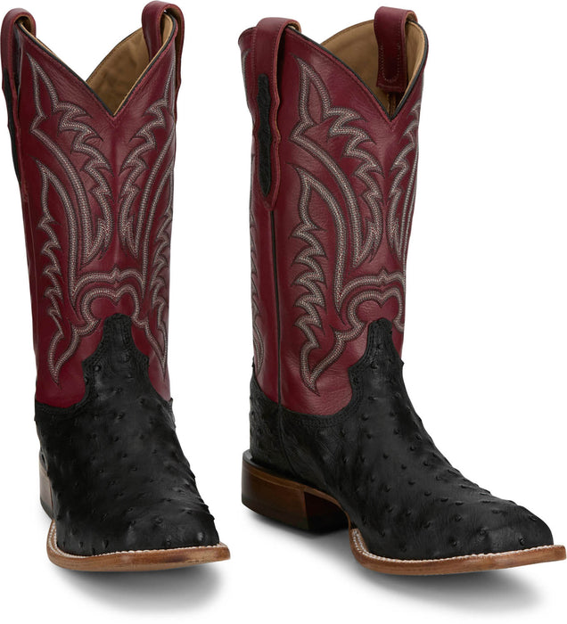 Tony Lama Mens Damilano 13in Western Onyx Full Quill Ostrich Cowboy Boots