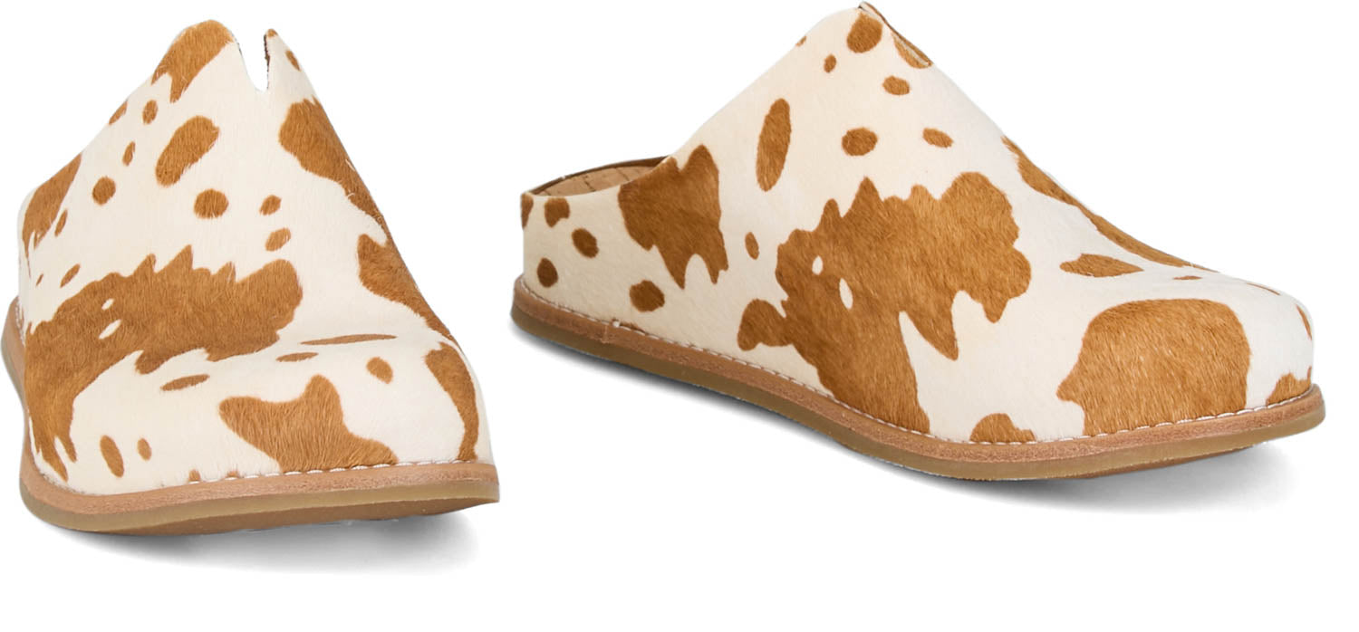 Tony Lama Womens Atrani White/Brown Hair-On Cowhide Clogs Shoes