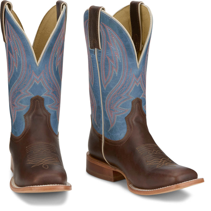 Tony Lama Womens Darcia Rust/Blue Leather Cowboy Boots