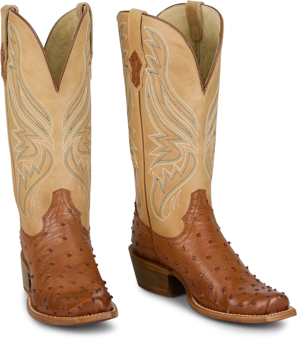 Tony Lama Womens Zaire Cognac Full Quill Ostrich Cowboy Boots