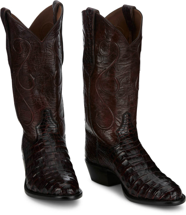 Tony Lama Mens Vicente 13in Western Burgundy Caiman Belly Cowboy Boots