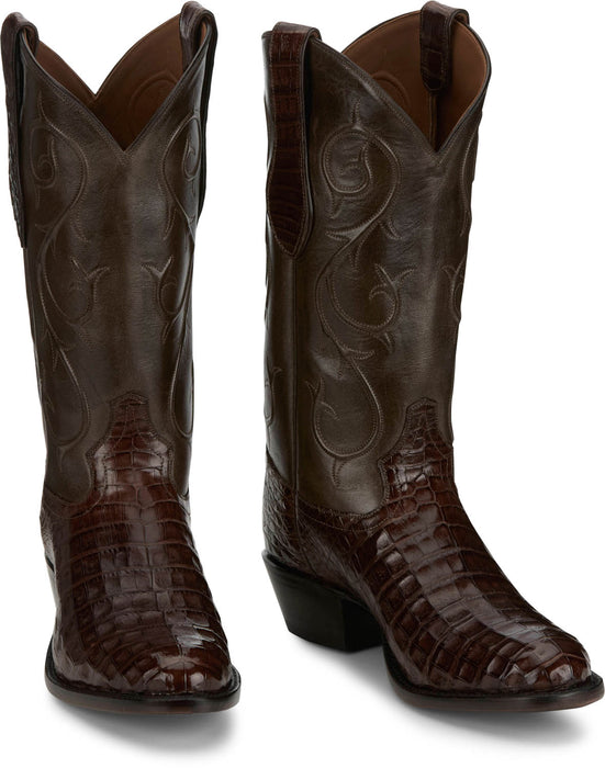 Tony Lama Mens Vicente 13in Western Chocolate Caiman Belly Cowboy Boots