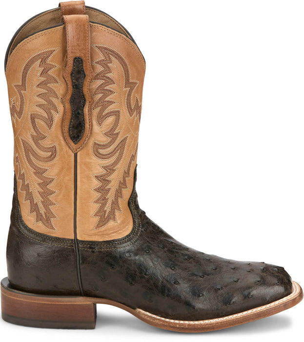 Tony Lama Mens Vale 11in Umber Full Quill Ostrich Cowboy Boots