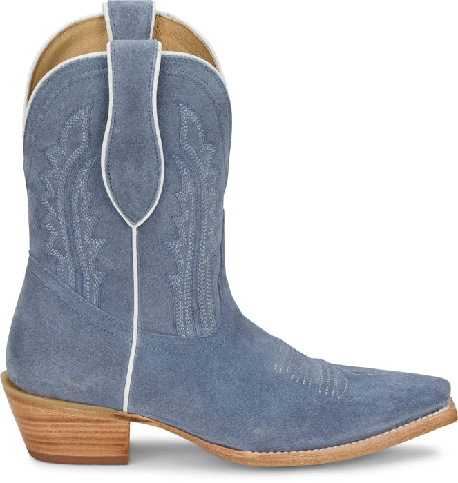 Tony Lama Womens Lea 9in Cornflower Suede Cowboy Boots