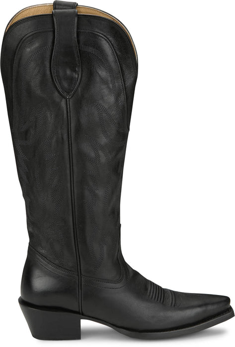 Tony Lama Womens Jess 15in Western Black Leather Cowboy Boots
