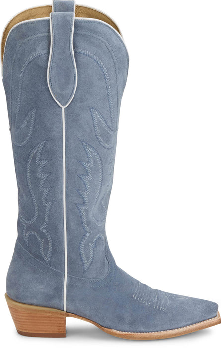 Tony Lama Womens Liz 15in Western Cornflower Suede Cowboy Boots