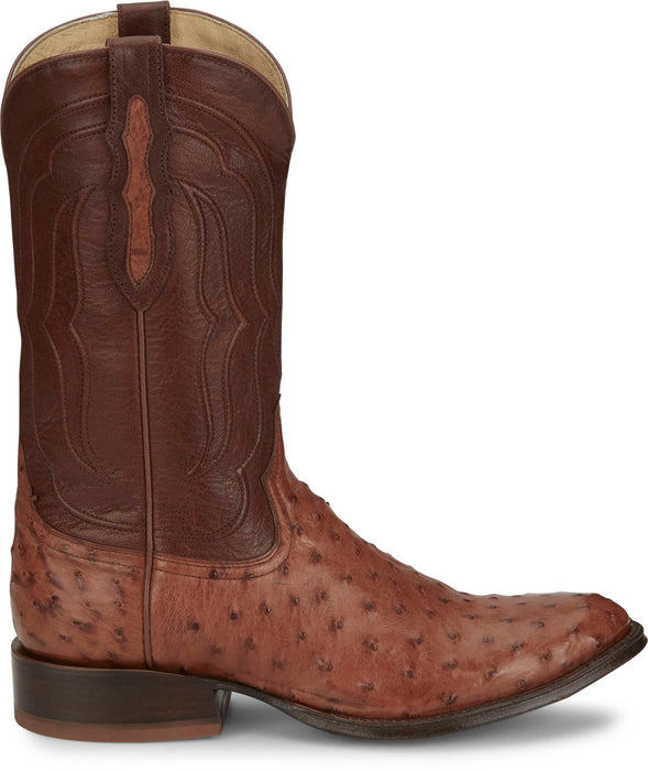 Tony Lama Mens Canonero 12in Western Cognac Full Quill Ostrich Cowboy Boots