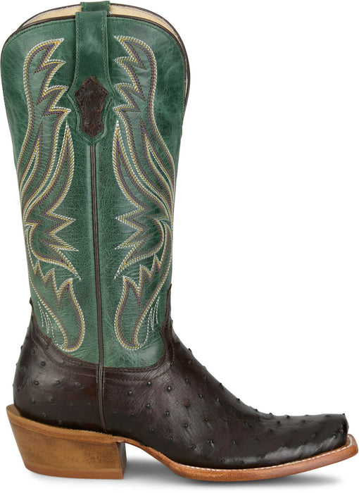 Tony Lama Womens Zaire Chocolate Full Quill Ostrich Cowboy Boots
