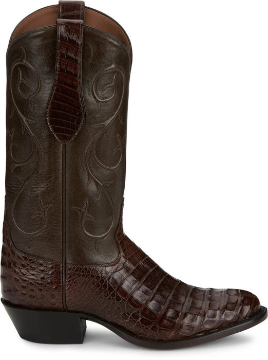 Tony Lama Mens Vicente 13in Western Chocolate Caiman Belly Cowboy Boots