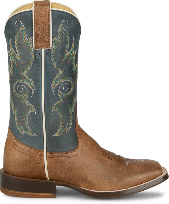 Tony Lama Womens Madison 11in Western Tan/Blue Goat Leather Cowboy Boots