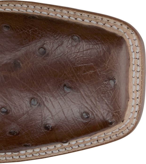 Tony Lama Mens Damilano 13in Western Brown/Blue Full Quill Ostrich Cowboy Boots