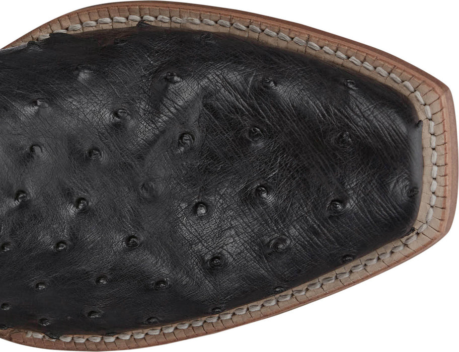 Tony Lama Mens Rylen 13in Black/Red Full Quill Ostrich Cowboy Boots
