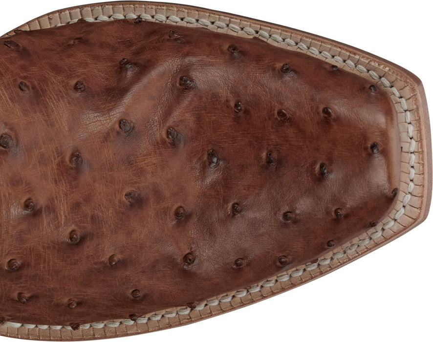 Tony Lama Mens Rylen 13in Brandy/Green Full Quill Ostrich Cowboy Boots