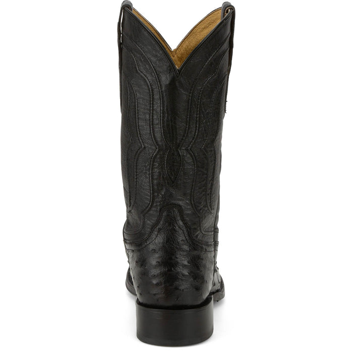 Tony Lama Mens Canonero 12in Western Jet Black Full Quill Ostrich Cowboy Boots