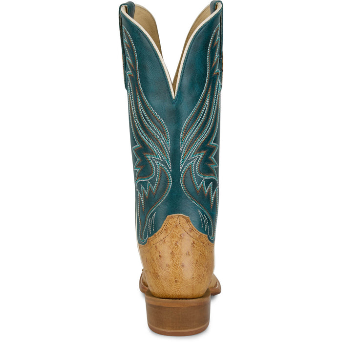 Tony Lama Womens Zaire Umber/Blue Full Quill Ostrich Cowboy Boots