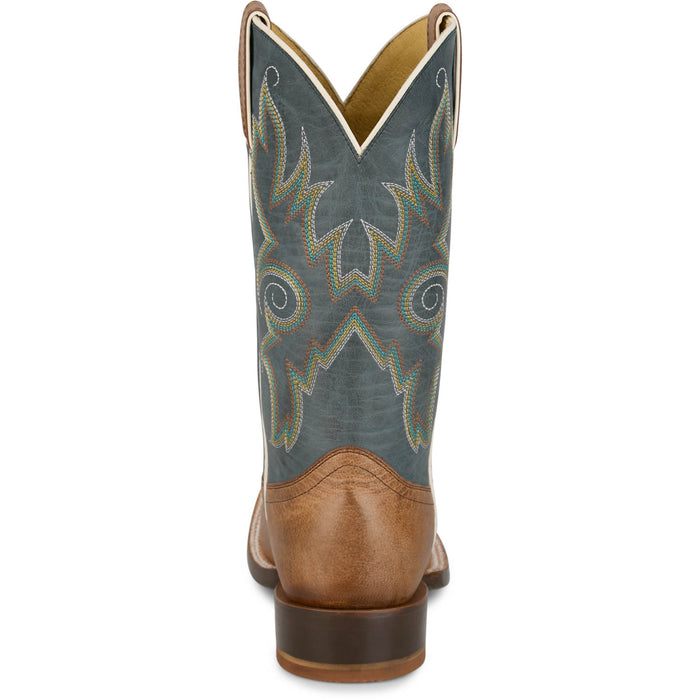 Tony Lama Womens Madison 11in Western Tan/Blue Goat Leather Cowboy Boots