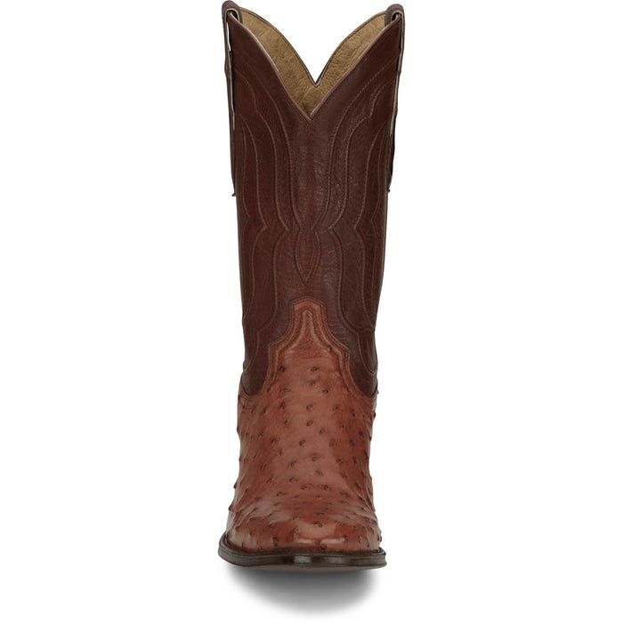 Tony Lama Mens Canonero 12in Western Cognac Full Quill Ostrich Cowboy Boots