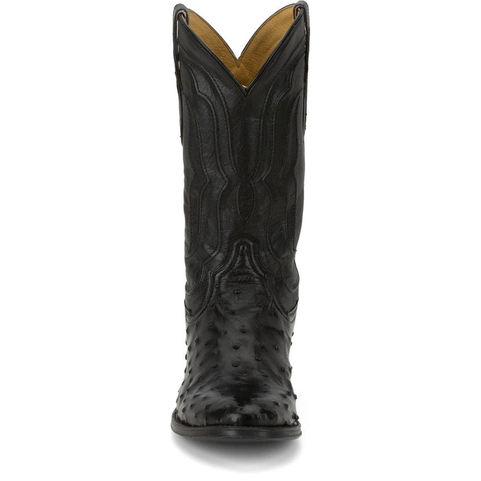 Tony Lama Mens Canonero 12in Western Jet Black Full Quill Ostrich Cowboy Boots