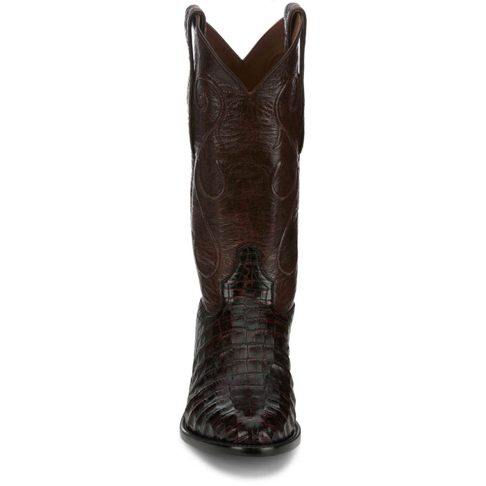 Tony Lama Mens Vicente 13in Western Burgundy Caiman Belly Cowboy Boots