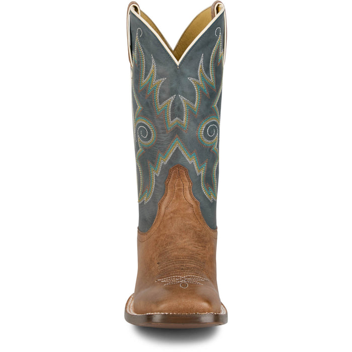 Tony Lama Womens Madison 11in Western Tan/Blue Goat Leather Cowboy Boots