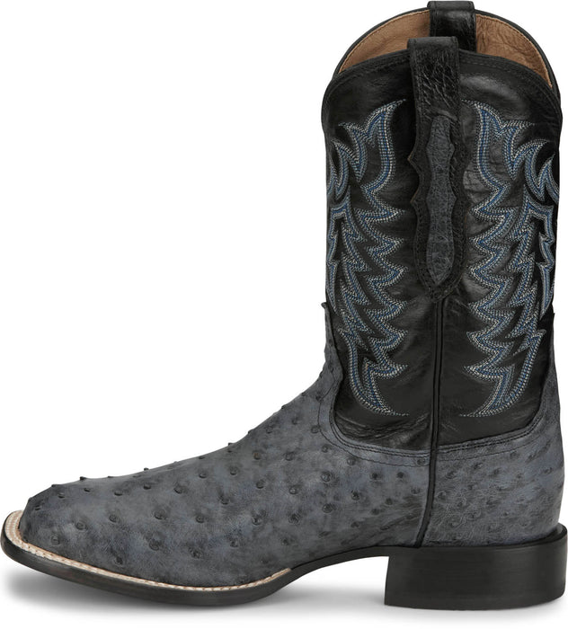 Tony Lama Mens Vale 11in Grey Full Quill Ostrich Cowboy Boots