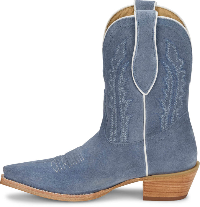Tony Lama Womens Lea 9in Cornflower Suede Cowboy Boots