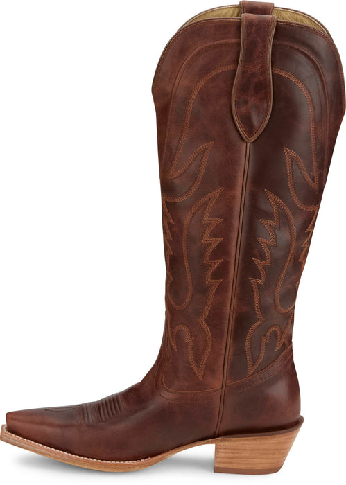 Tony Lama Womens Jess 15in Western Cognac Leather Cowboy Boots