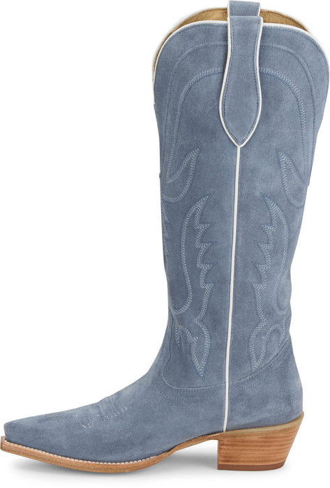 Tony Lama Womens Liz 15in Western Cornflower Suede Cowboy Boots