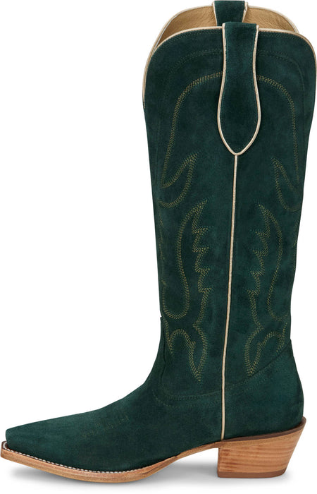 Tony Lama Womens Liz 15in Western Emerald Suede Cowboy Boots