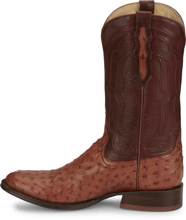 Tony Lama Mens Canonero 12in Western Cognac Full Quill Ostrich Cowboy Boots