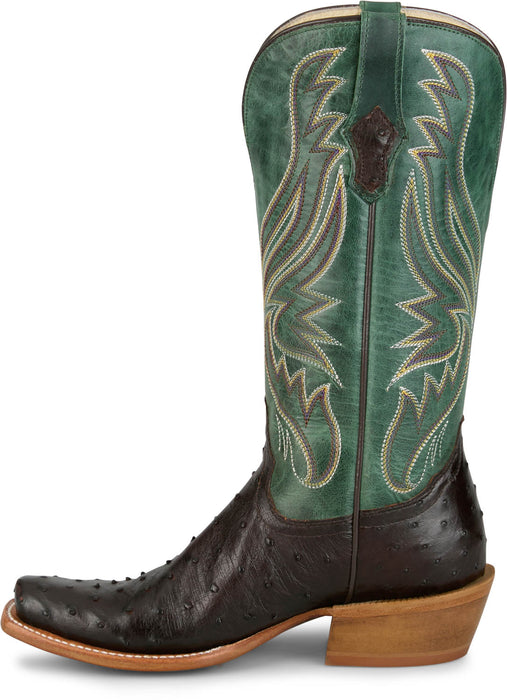 Tony Lama Womens Zaire Chocolate Full Quill Ostrich Cowboy Boots