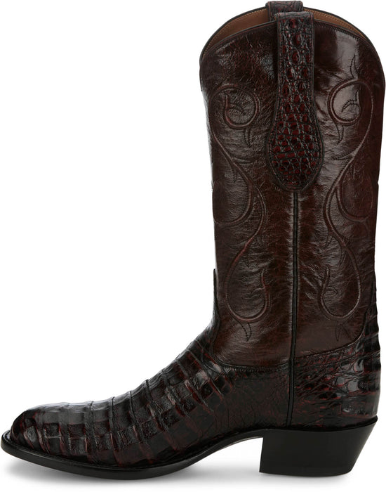 Tony Lama Mens Vicente 13in Western Burgundy Caiman Belly Cowboy Boots